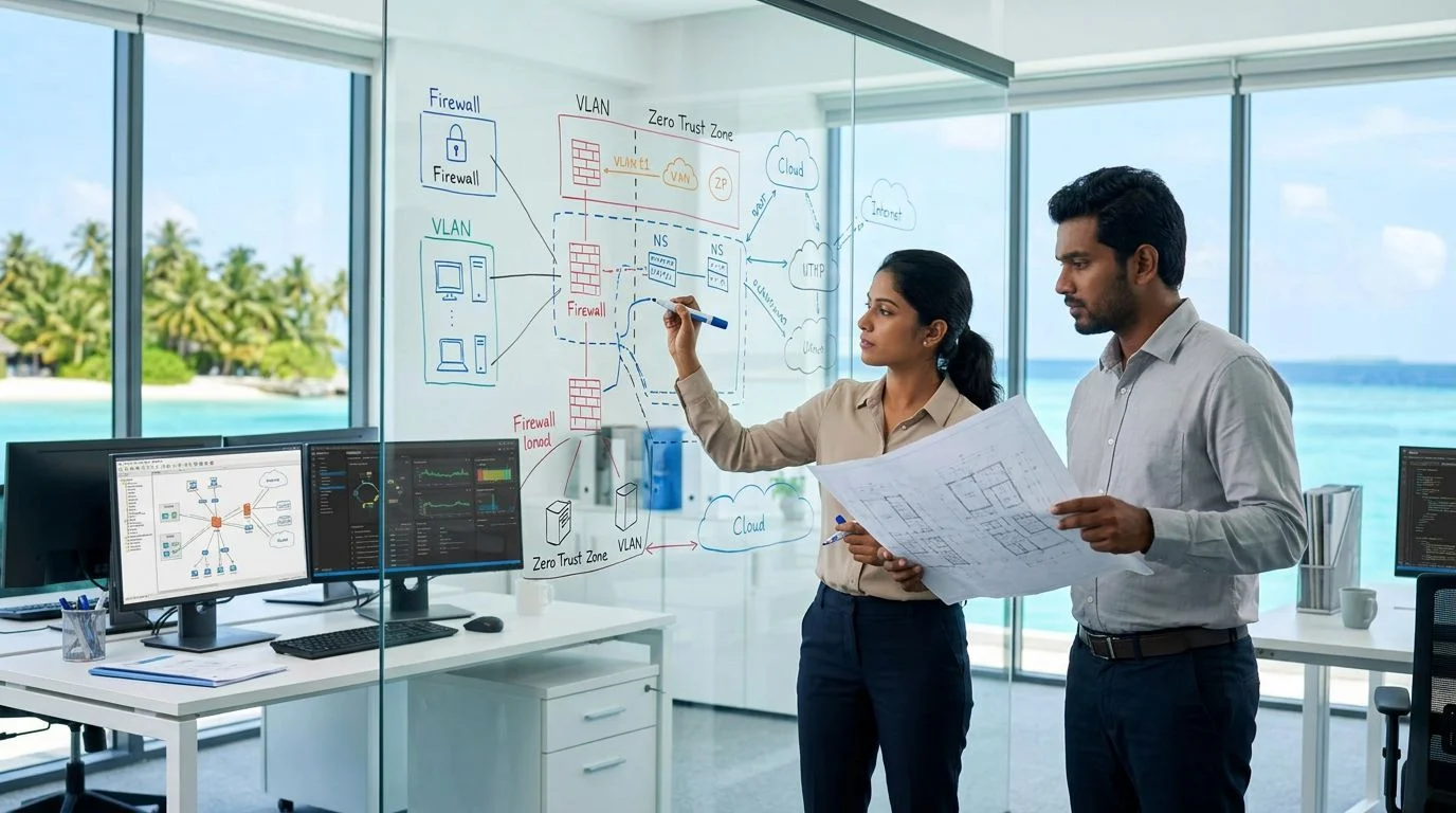 Security architects collaborating on system design